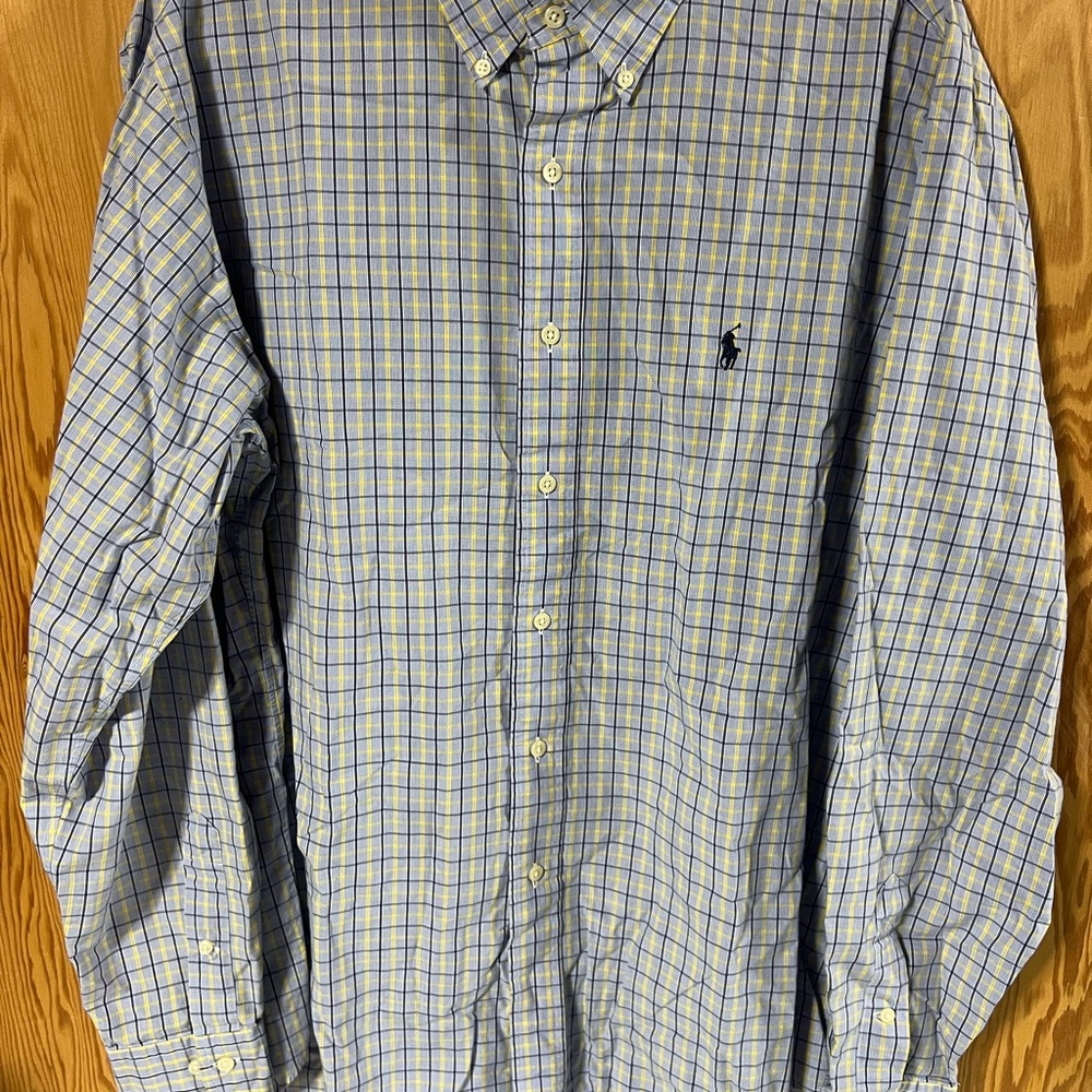 Ralph Lauren Blue and Yellow Plaid Button Down Shirt